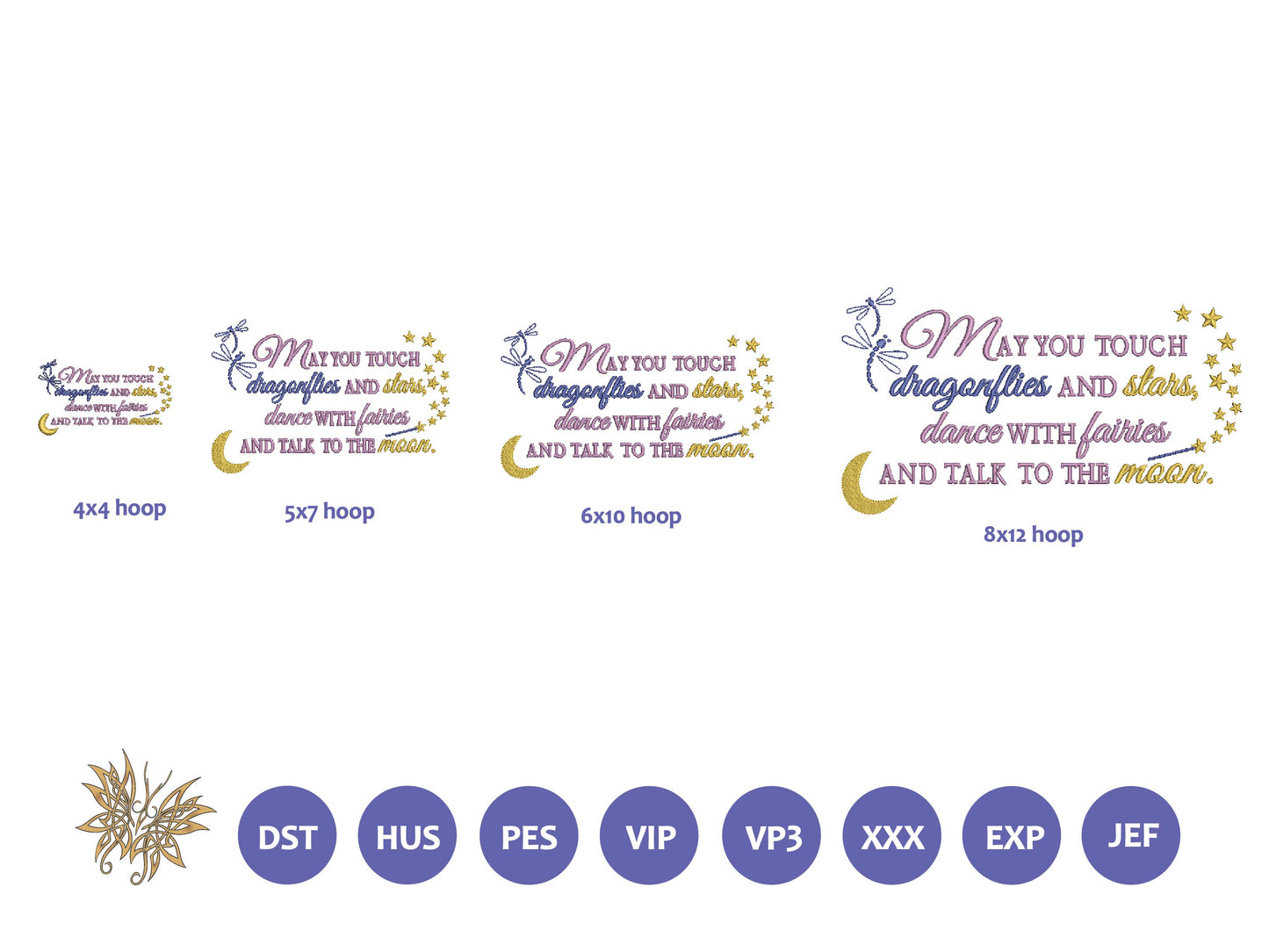 Dragonflies and Stars Dance with Fairies Machine Embroidery, Reading Pillow Embroidery, Baby Shower Gift, INSTANT DOWNLOAD