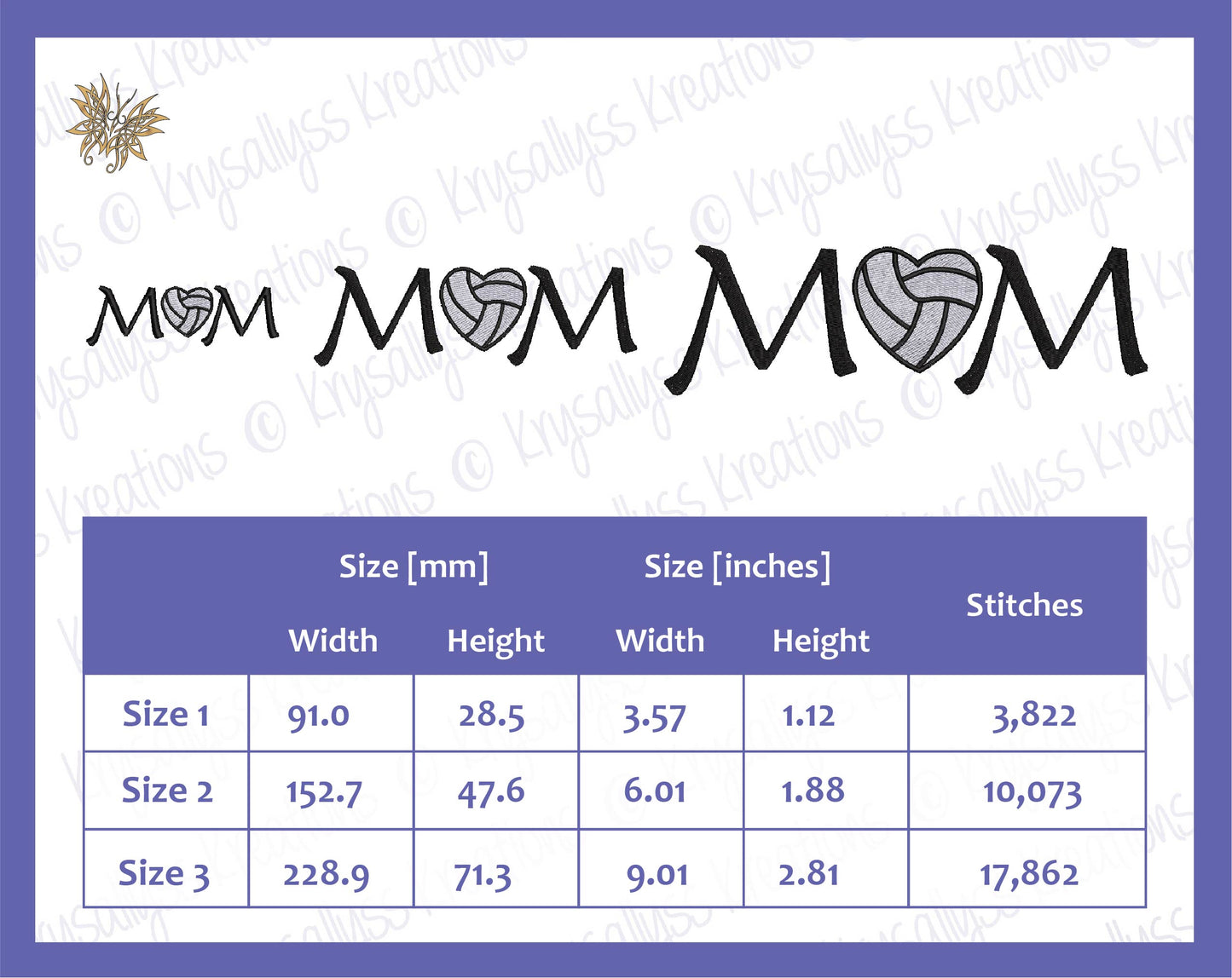 Volleyball Mom Machine Embroidery Design, Sports Mother Embroidered File, 3 sizes for sweatshirt or jacket for favorite fan INSTANT DOWNLOAD