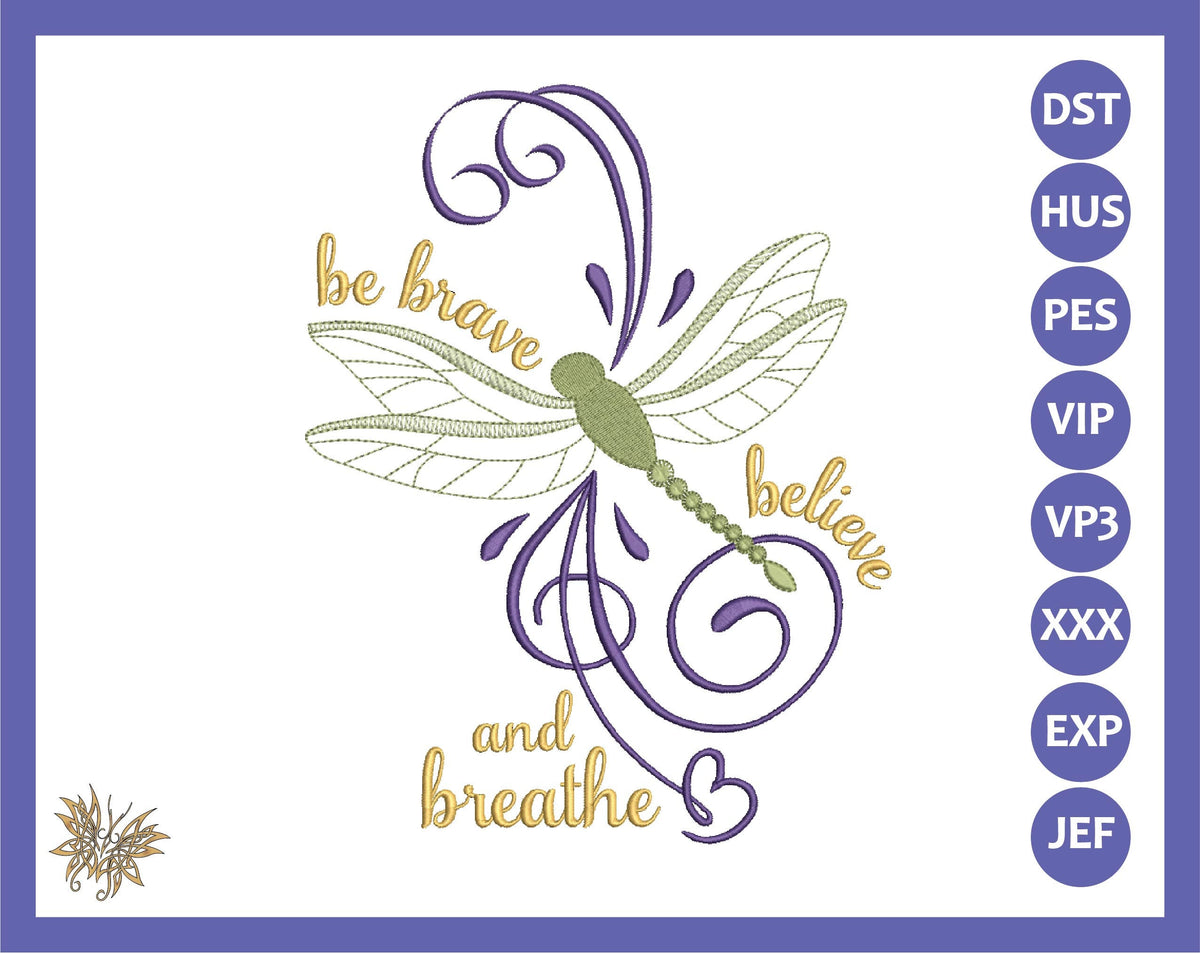 Dragonfly Machine Embroidery Design with Inpirational Saying suitable for Mug Rugs, Mantel Pillow. Teen, Tween or Young Adult Reading Pillow