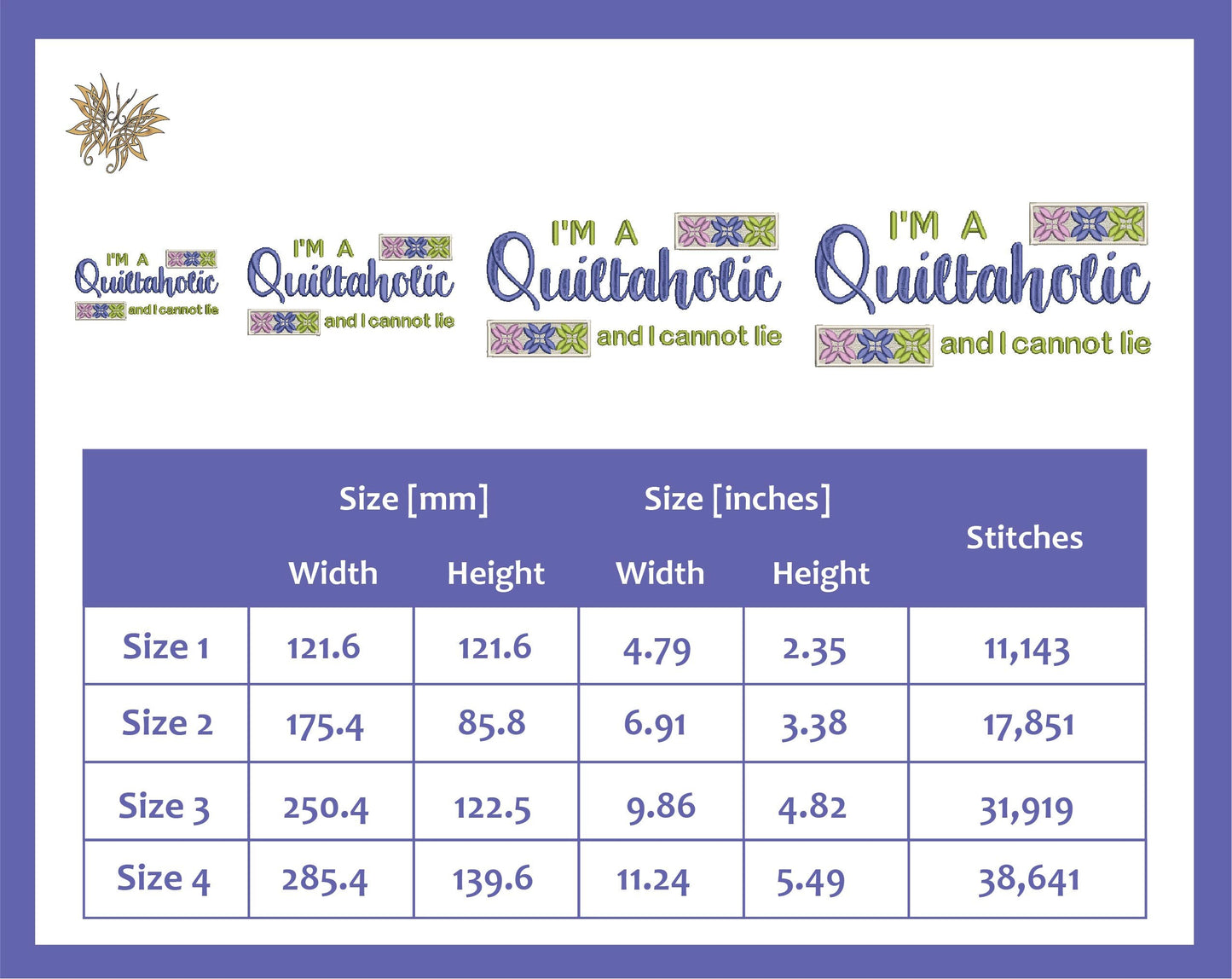 Quiltaholic Machine Embroidery Design File for the Perfect Quilt Lover Gift. 4 sizes, 5x7, 6x10 and 8x12 hoops, 8 formats. Download now