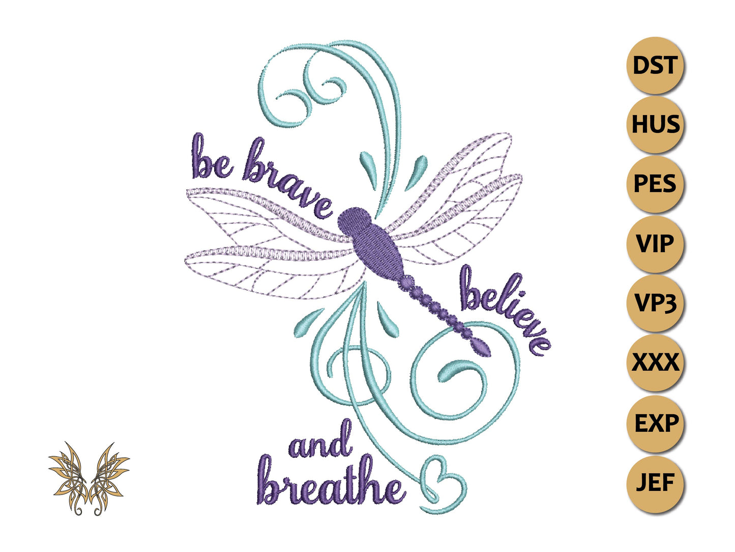 Dragonfly Machine Embroidery Design with Inpirational Saying suitable for Mug Rugs, Mantel or Young Adult Reading Pillow