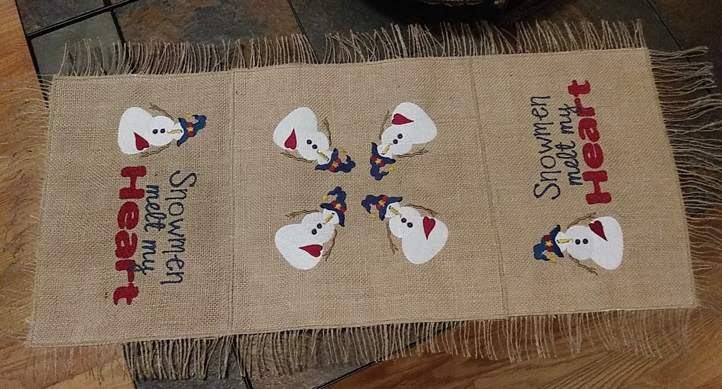 Snowmen Melt My Heart Machine Embroidery, Rustic Farmhouse Decor, Instant Download