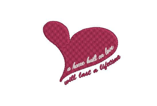 Home Built on Love Heart Machine Embroidery Design, Housewarming Gift, Tea Towel Embroidery, Farmhouse Decor Pillow, Instant Download