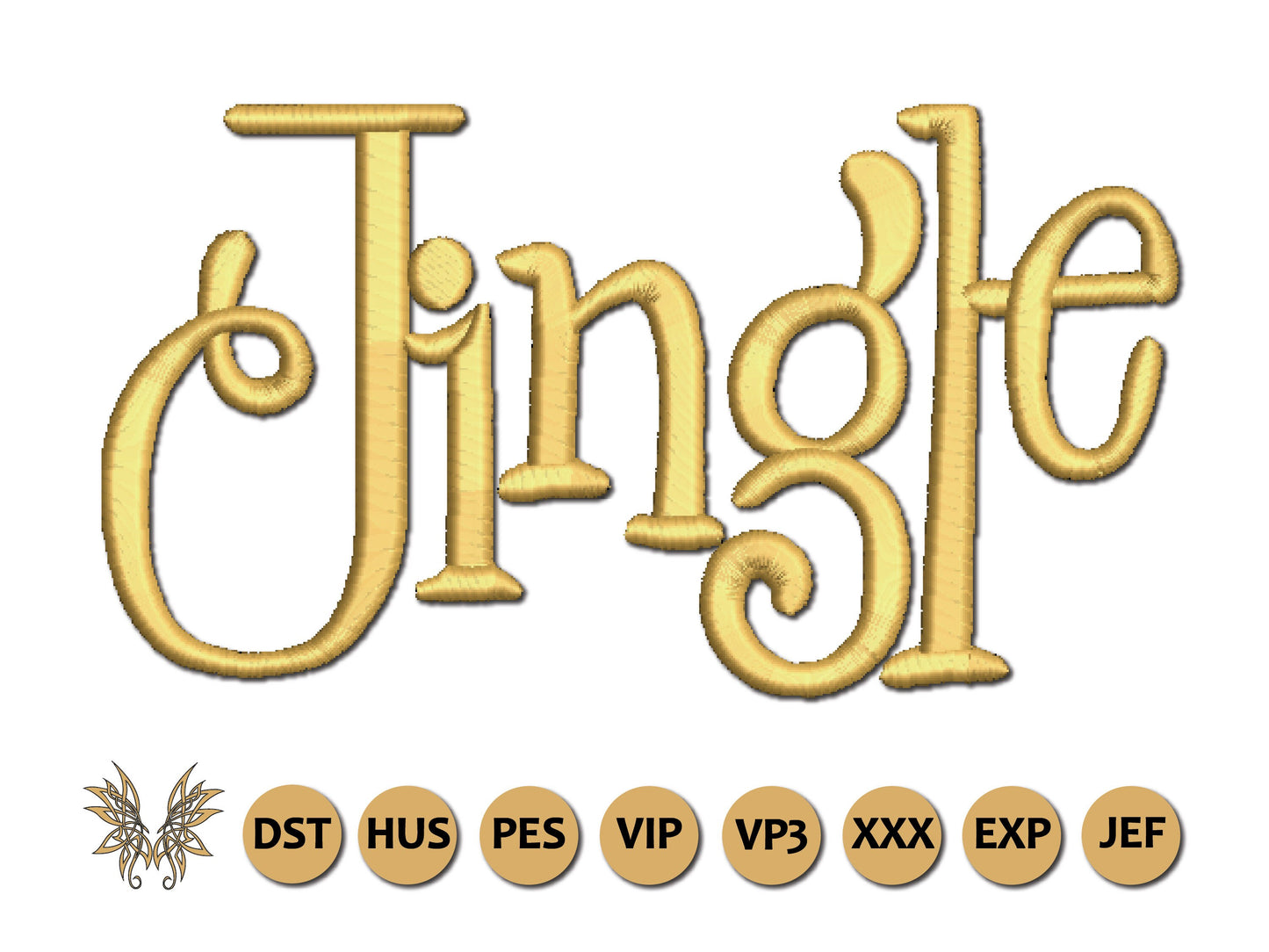 Jingle Machine Embroidery Design, Mantel Pillow Farmhouse Decor, 6 Sizes, 8 Formats, Instant Download