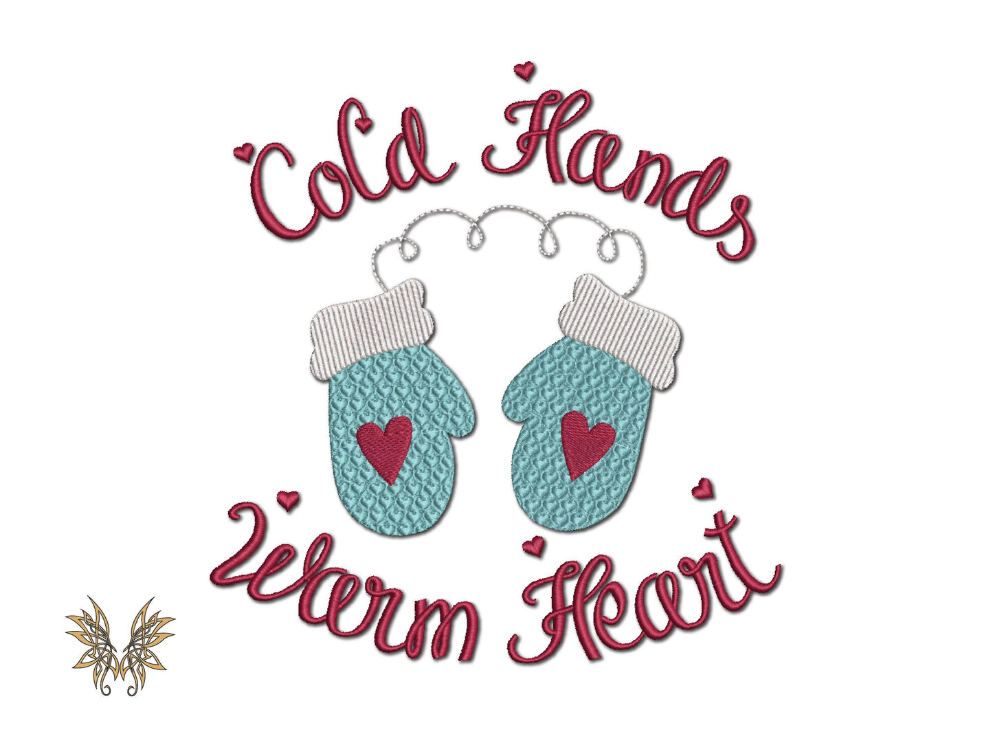 Cold Hands Warm Heart Machine Embroidery Design for Rustic Farmhouse Decor in 5 Sizes and 8 Formats, Instant Download