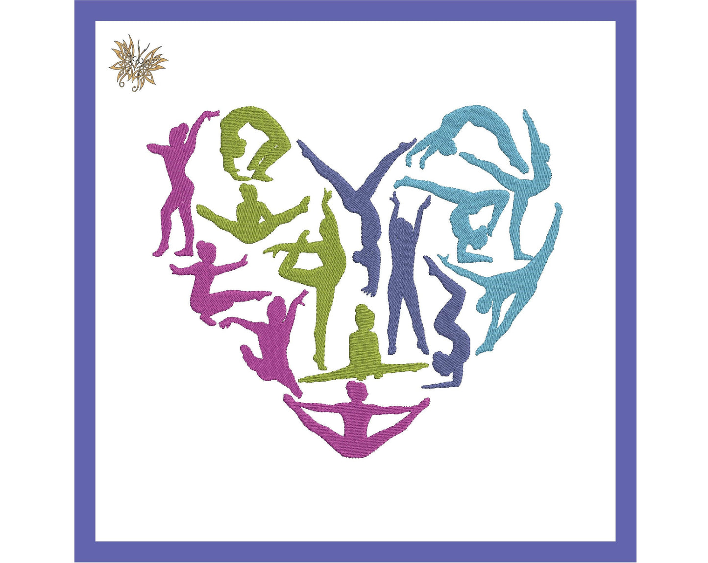 Gymnastics Heart Machine Embroidery Design File for the Perfect Gymnast Lover Gift. 4x4, 5x7, and 8x12 hoop sizes, 8 formats. Download now