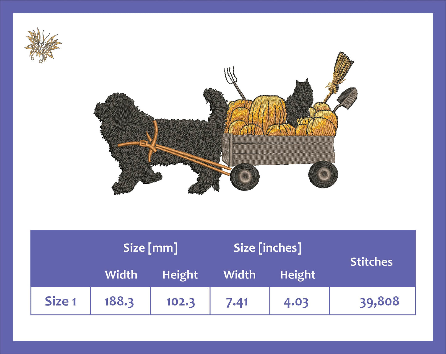 Dog and Cat Halloween Harvest Helpers Machine Embroidery Design in 1 size and 8 formats, Autumn Pumpkins All things Witchy, INSTANT DOWNLOAD