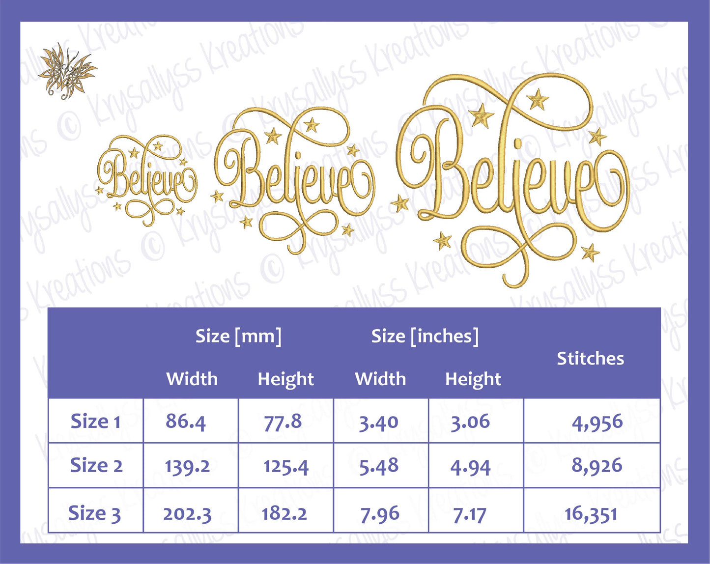 Believe, Inspirational Words for Machine Embroidery, INSTANT DOWNLOAD
