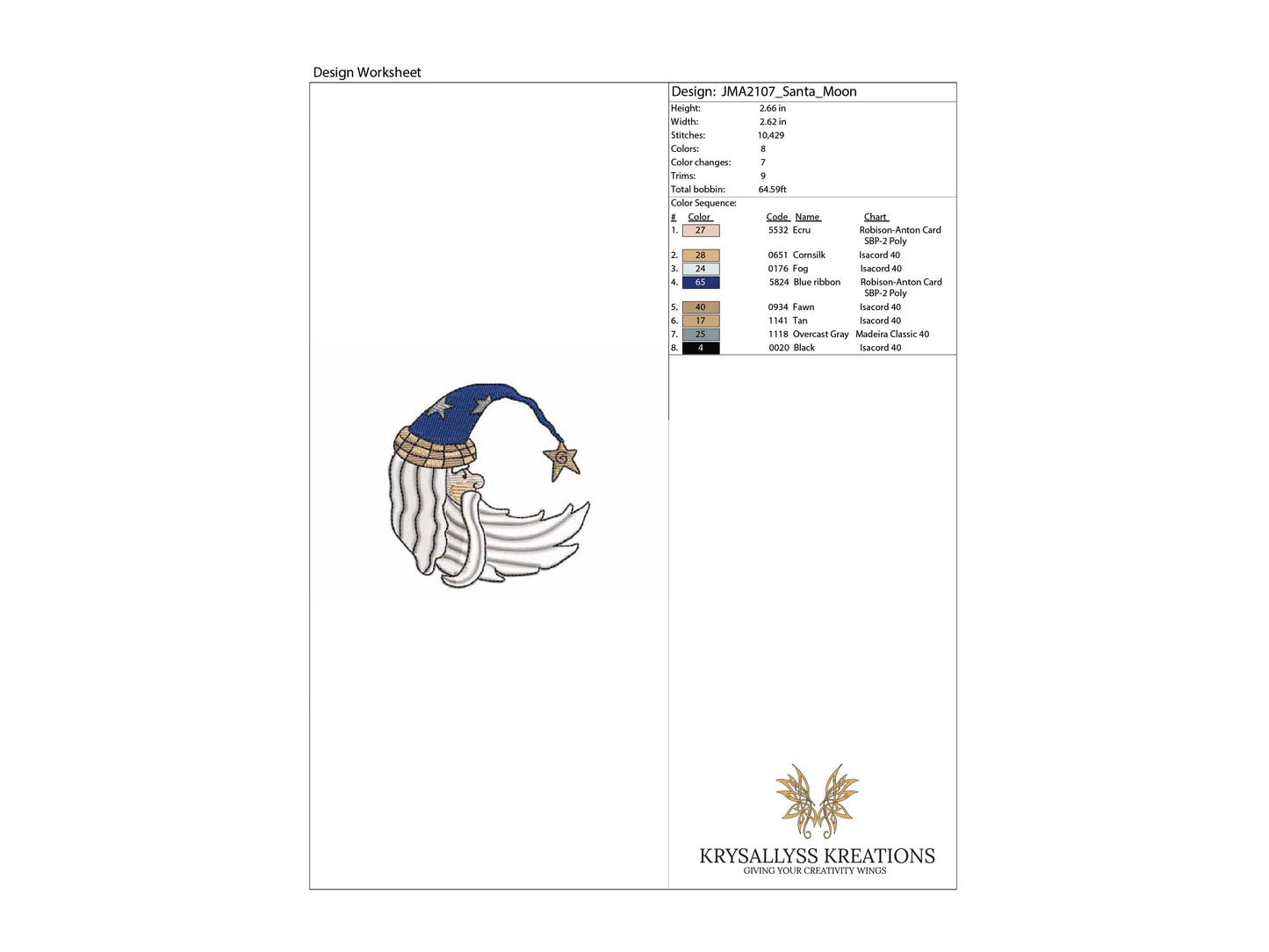 Santa Moon Machine Embroidery Design, Embroidered Prim Santa Design/Christmas Stocking Machine Embroidery/INSTANT DOWNLOAD