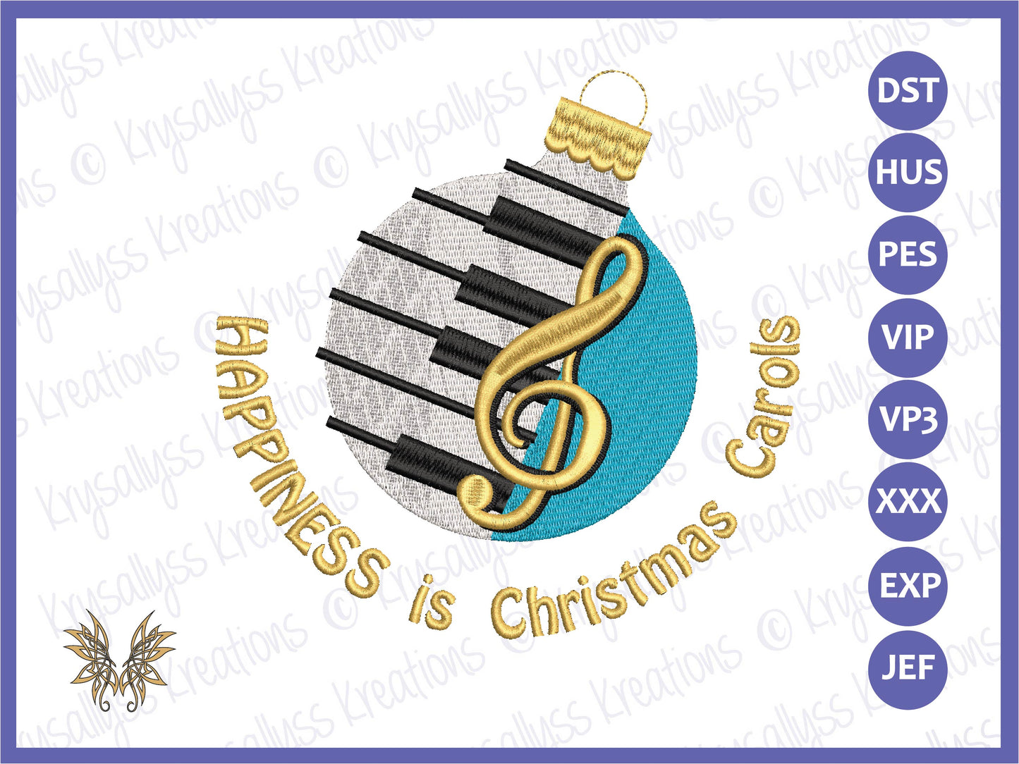 Happiness Is Machine Embroidery Design for Decorating Ornaments, Mug Rugs, Reading Pillows, Music Teacher Gifts,, DOWNLOAD Instantly