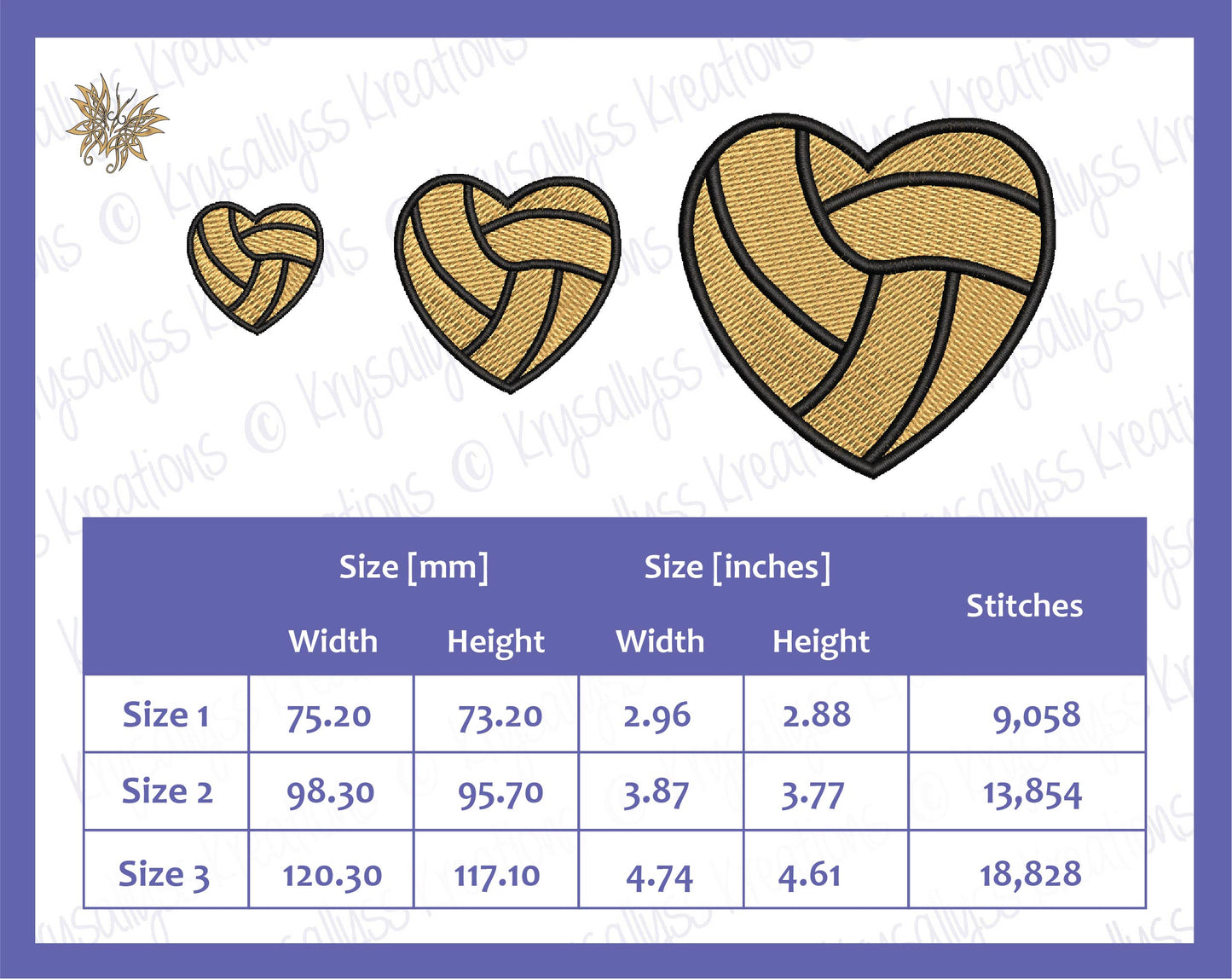 Small Volleyball Heart Machine Embroidery Design, 3 sizes 8 formats fit 4x4 hoop. Personalize a gift for favorite player or parent