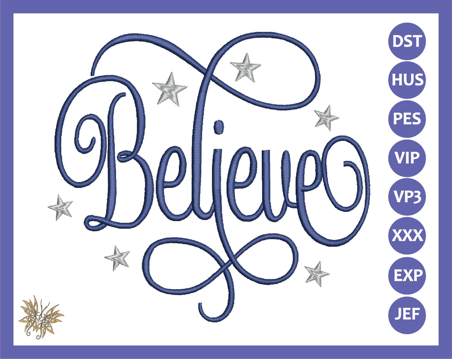 Believe Embroidery Design, Inspirational Word Sized for Ornaments, Christmas Stockings, Tree Skirts, Pillow Home Decor INSTANT DOWNLOAD