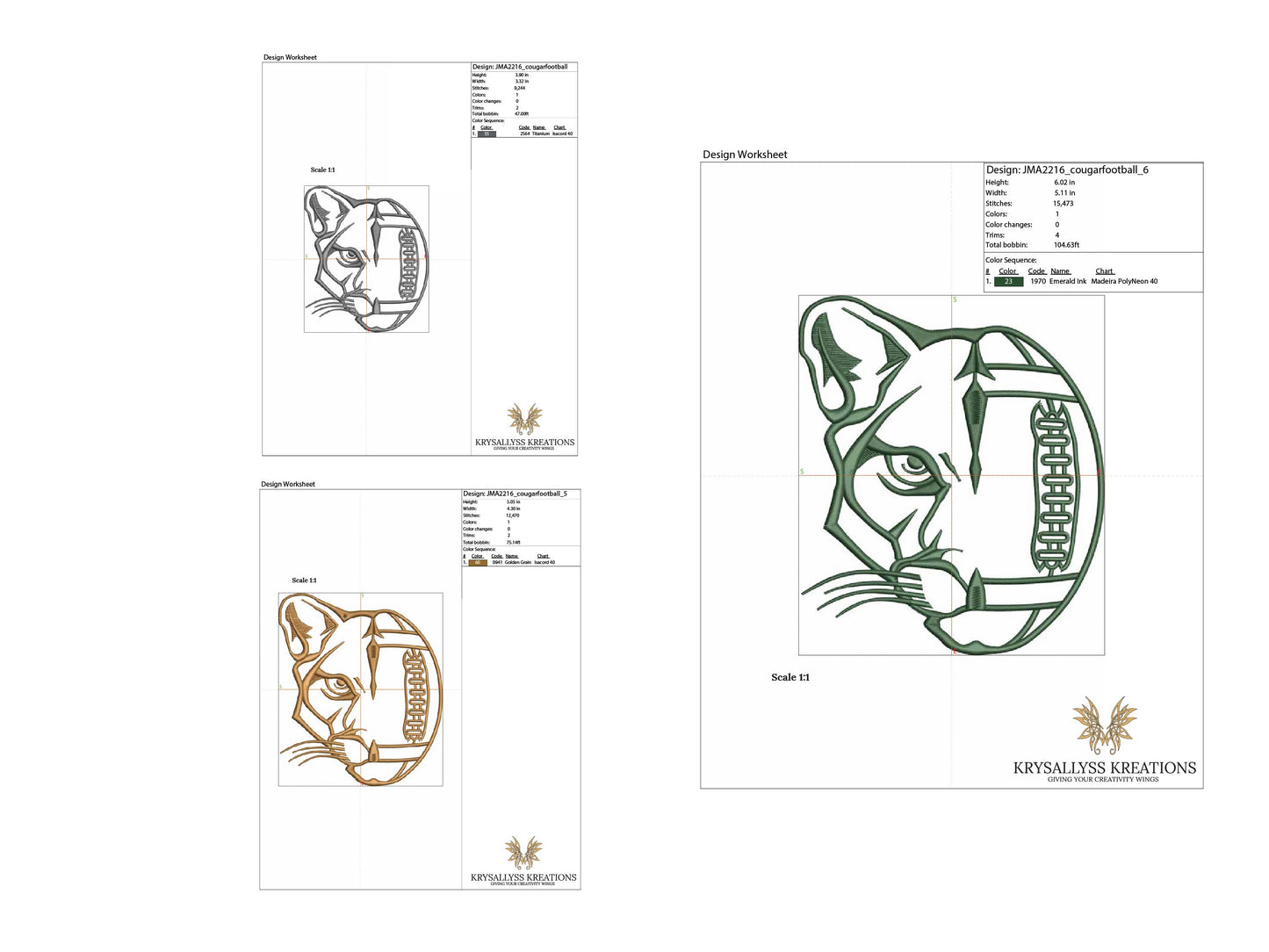 Cougar Football Machine Embroidery Design File. Quick to Stitch with only 2 trims, available in 3 sizes and 8 formats. Download now