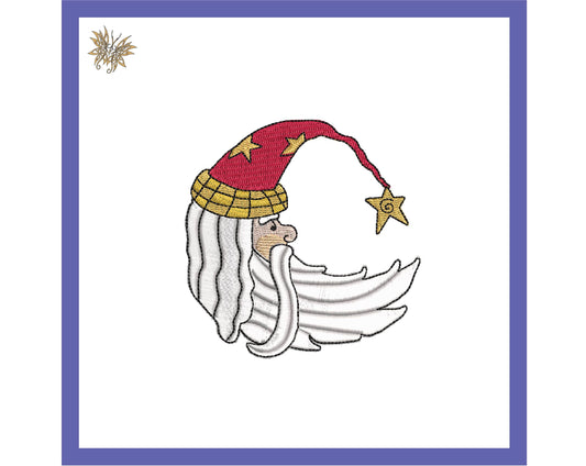 Santa Moon Machine Embroidery Design, Embroidered Prim Santa Design/Christmas Stocking Machine Embroidery/INSTANT DOWNLOAD