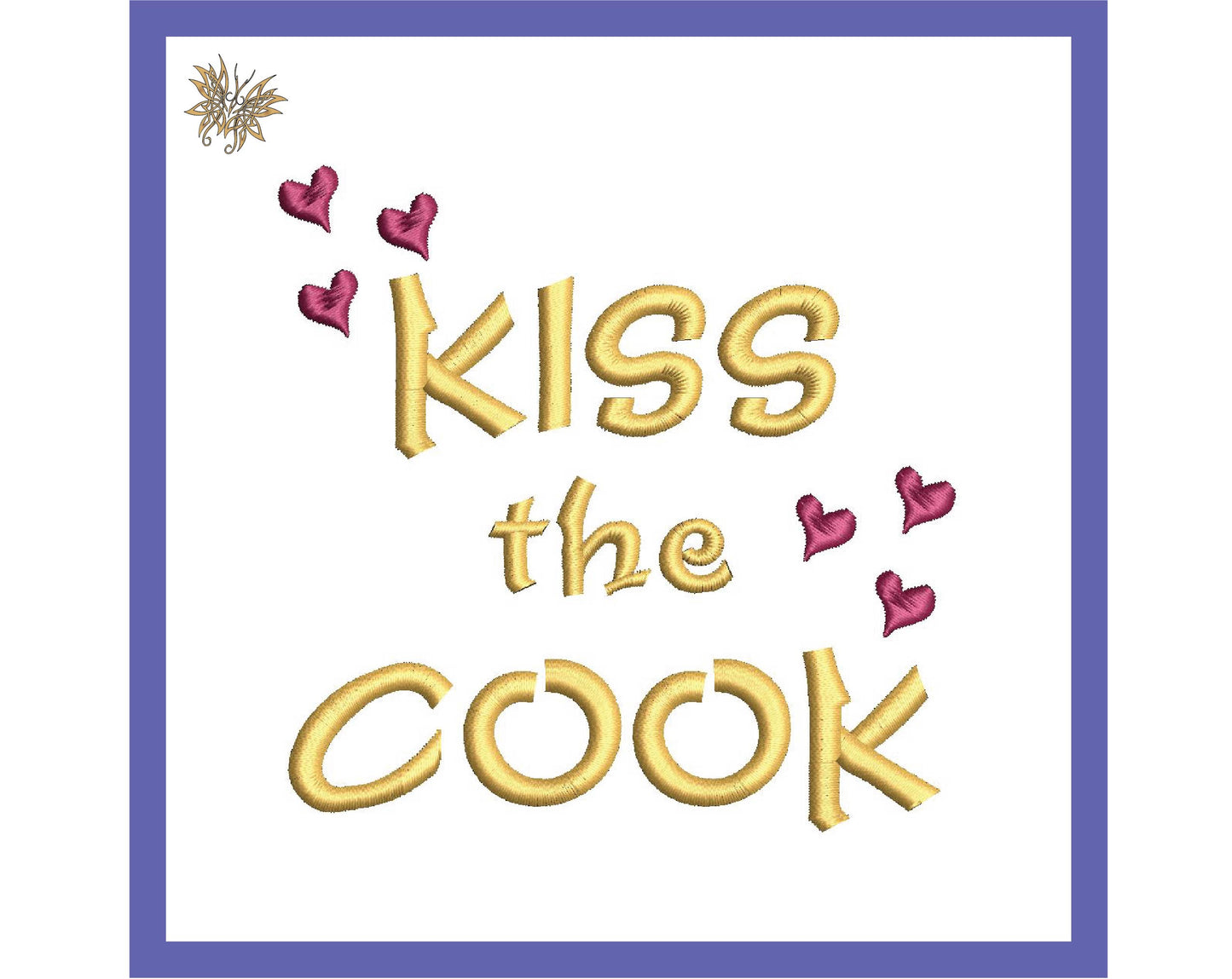 Kiss the Cook Machine Embroidery Design Pattern, Kitchen Word Art, Personalized Chef Apron, Cooking Tea Towel Embroidery, INSTANT DOWNLOAD