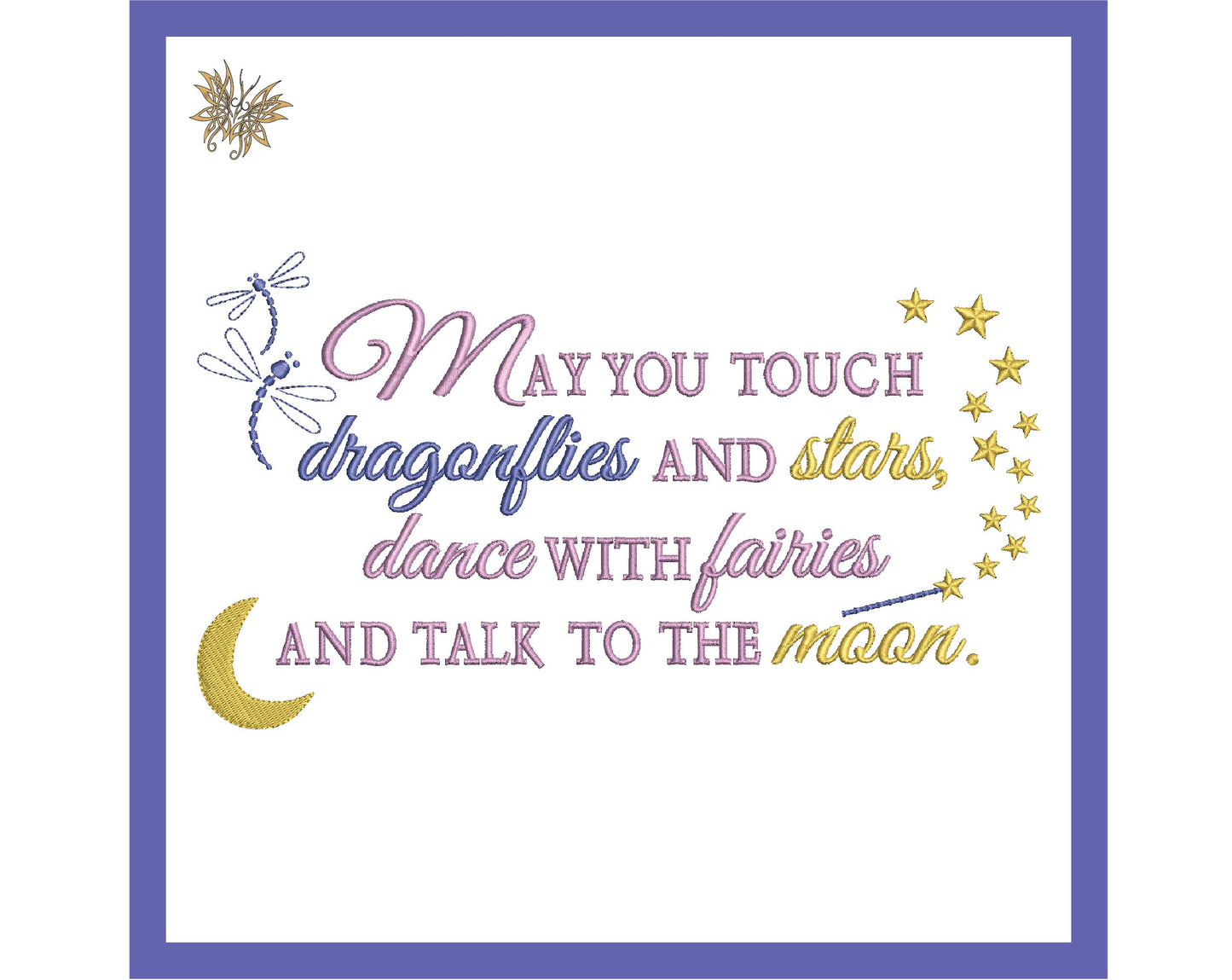 Dragonflies and Stars Dance with Fairies Machine Embroidery, Reading Pillow Embroidery, Baby Shower Gift, INSTANT DOWNLOAD