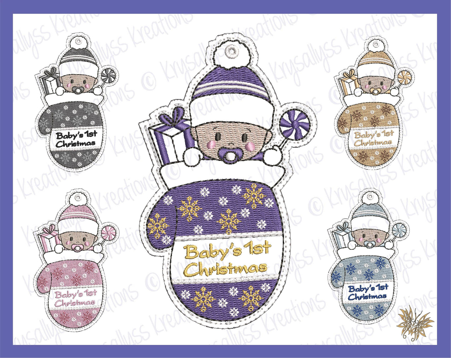 Baby"s 1st Christmas In-the-hoop Embroidery Design with bonus 2024 tag, Fits 4 x 4 hoop, 8 Formats including PES, DST, vp3 Instant Download