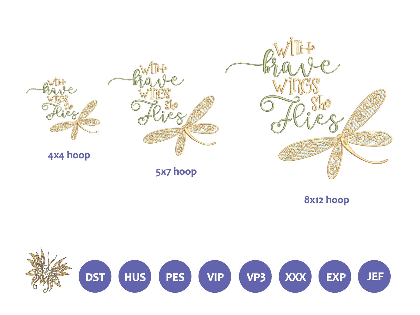 Dragonfly Machine Embroidery Design for Teen or Tween Bedroom Decor Gift, 3 sizes 8 formats, fits 4x4,5x7 and 8x12 hoops, INSTANT DOWNLOAD