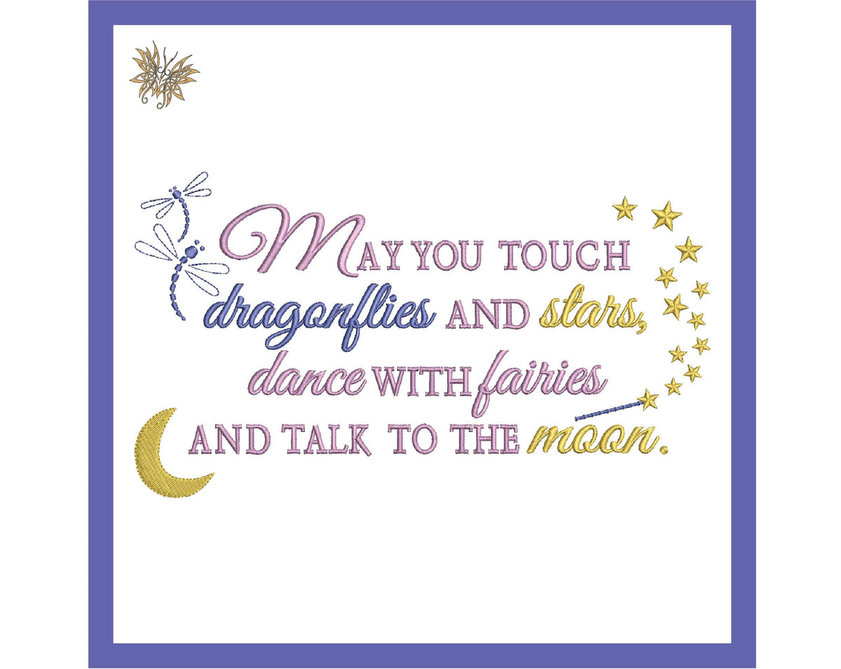 Dragonflies and Stars Dance with Fairies Machine Embroidery, Reading Pillow Embroidery, Baby Shower Gift, 4 sizes, 8 formats, DOWNLOAD now