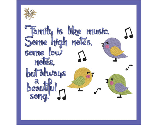 Music Notes with Singing Birds Machine Embroidery Files for DIY She Shed Decor, Family Embroidery Design Inspirational Idea to download now