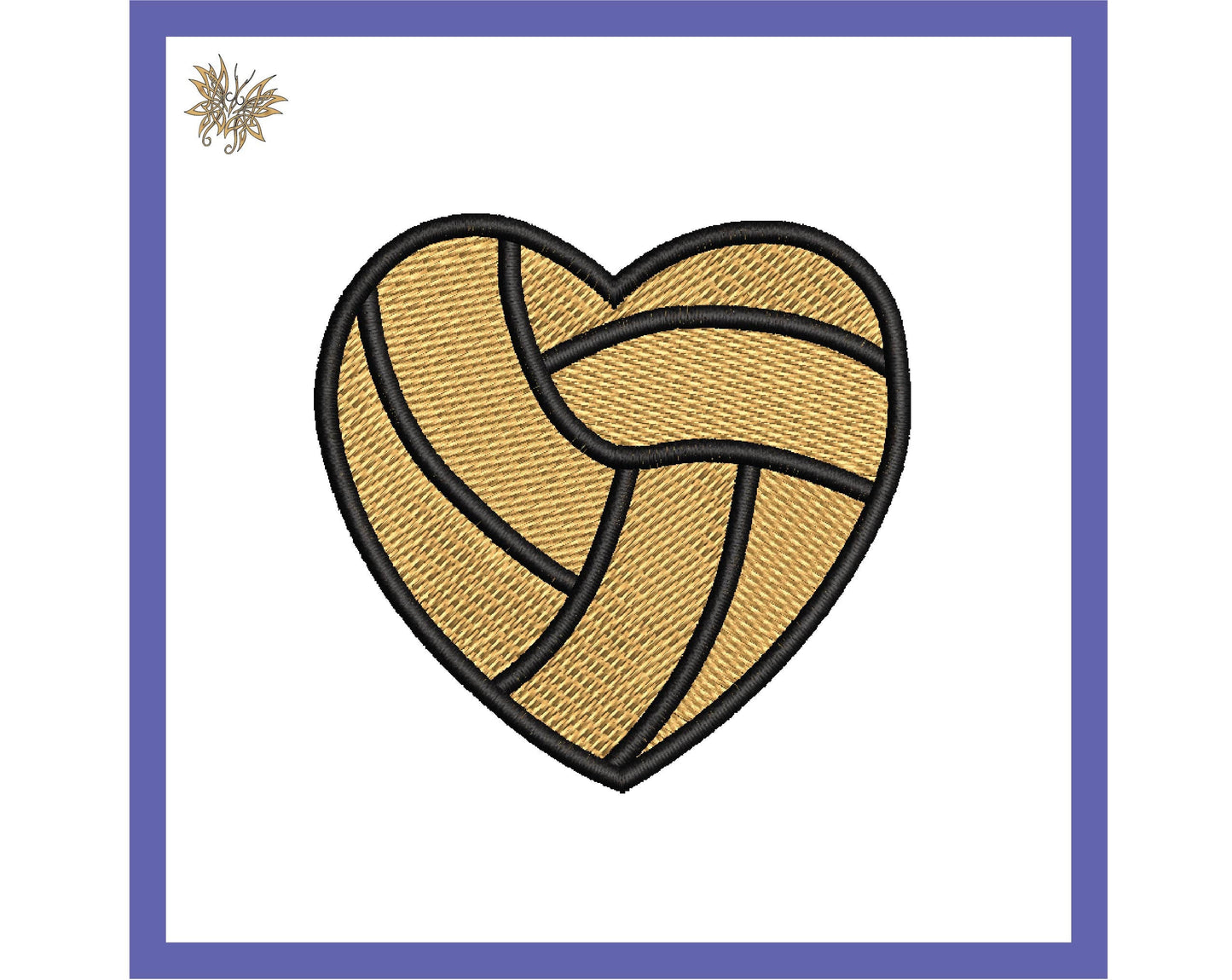 Small Volleyball Heart Machine Embroidery Design, Stitching Pattern for Sports Lover INSTANT DOWNLOAD
