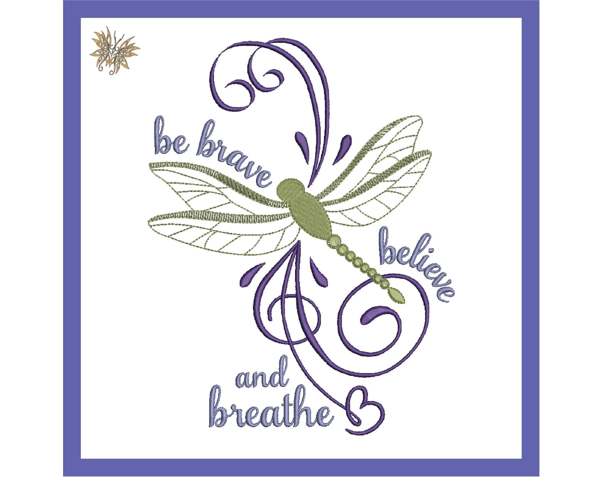 Dragonfly Machine Embroidery Design with Inpirational Saying suitable for Mug Rugs, Mantel Pillow. Teen, Tween or Young Adult Reading Pillow