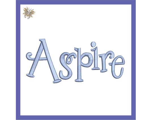 Aspire Word Art Machine Embroidery Design for Inspirational Positive Motivational Decor suitable for pillows or framing. 6 sizes. 8 formats