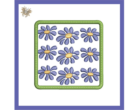 Daisy ITH Coaster Embroidery Design, Flower In-the-Hoop Mug Rug quick stitch for DIY Spring Decor or Mother's Day gift, 4x4 Hoop