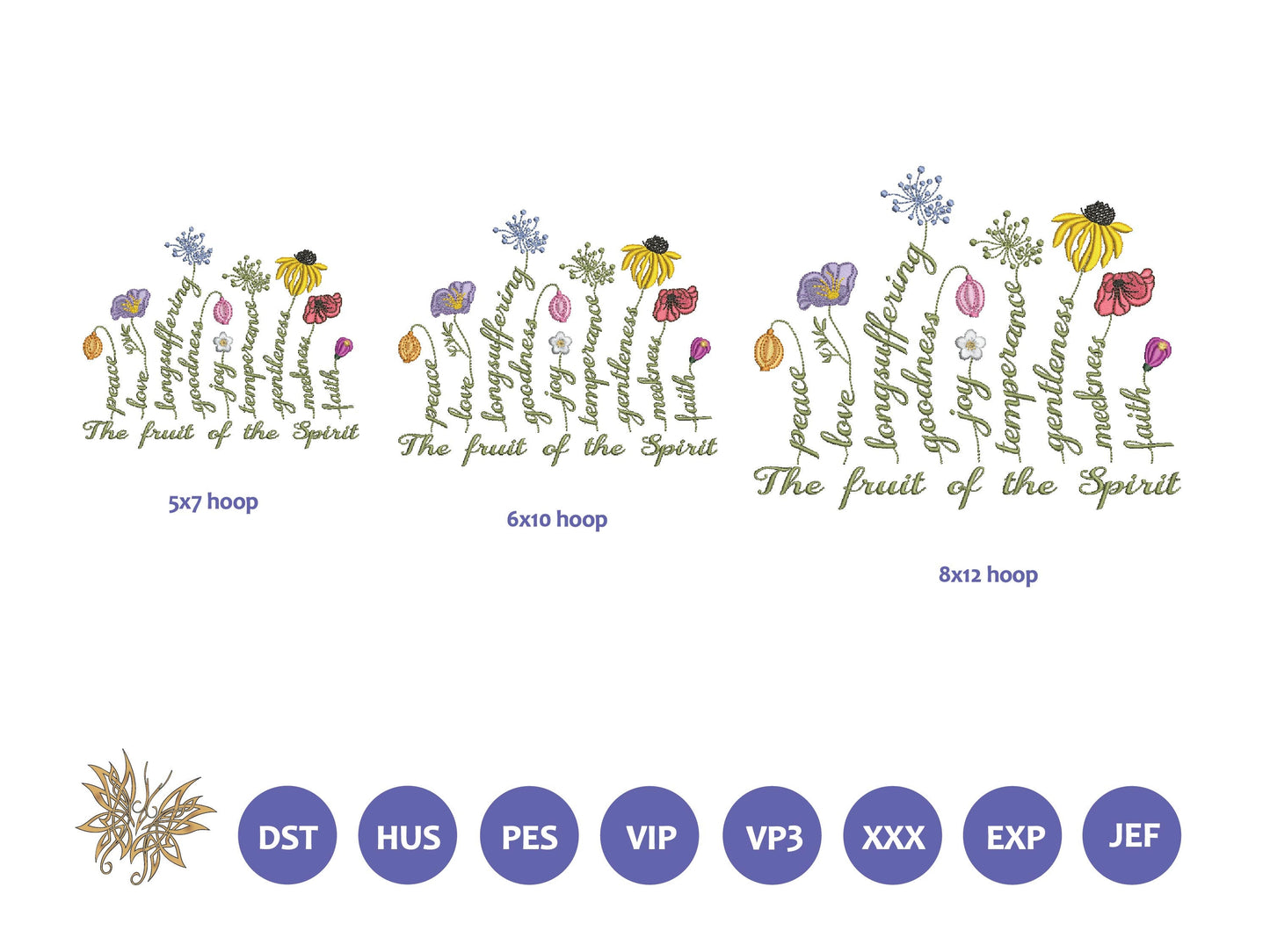 Wildflower Mother's Day Machine Embroidery Design, Floral Text (Instant Download)