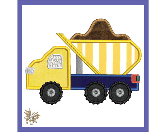 Dump Truck Applique Machine Embroidery Design for Quilt Block, Toddler t-shirt or a Birthday Bunting. One size, 8 formats, INSTANT DOWNLOAD