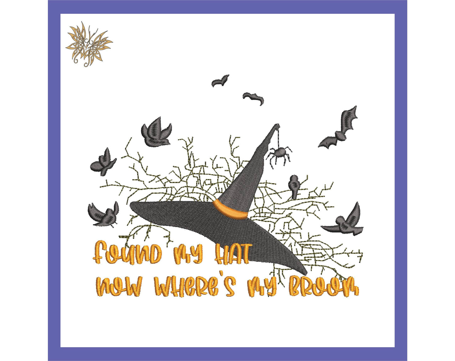 Halloween Witch Hat Machine Embroidery Design in 3 size and 8 formats, Black Hat, All things Witchy, Where's my Broom INSTANT DOWNLOAD