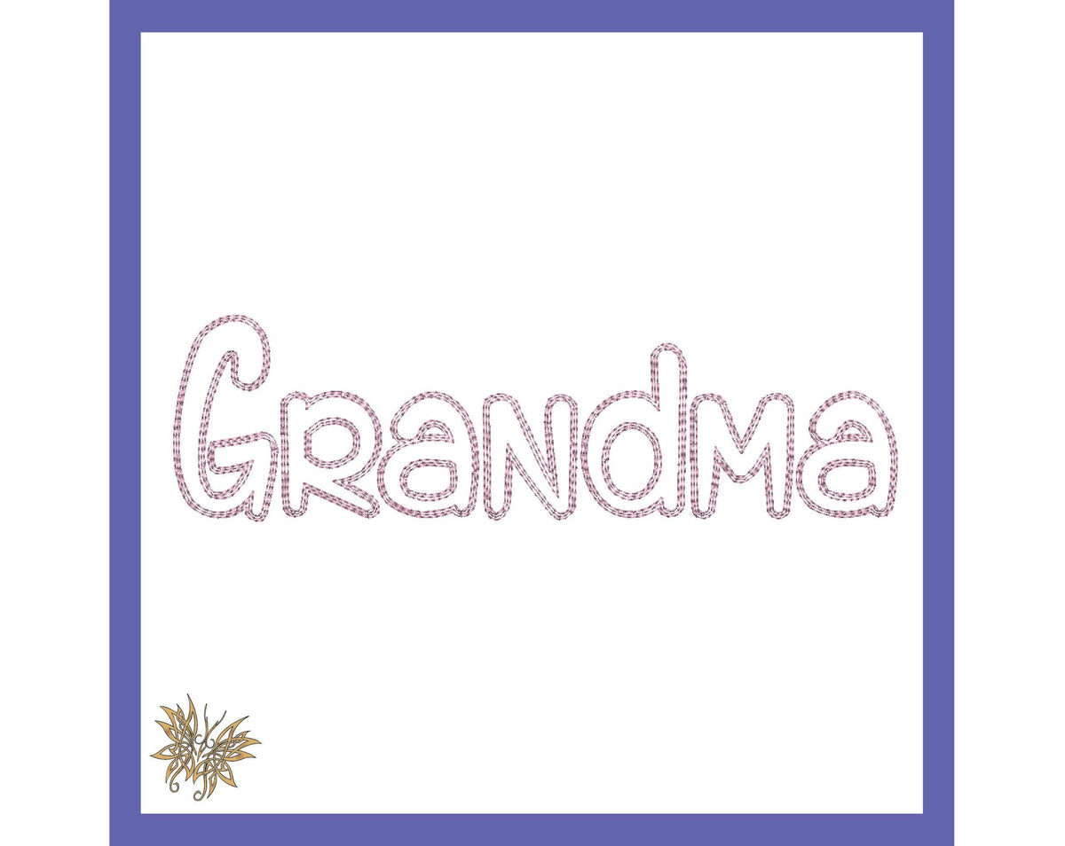Grandma Machine Embroidery Design for t-shirts, sweatshirts, pillows, 1 Size 2 styles 8 Formats Trapunto style included, Instant Download