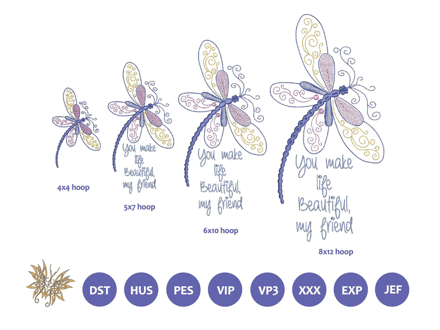 Dragonfly Machine Embroidery Design for Beautiful Friends, suitable for Mug Rugs, Mantel Pillow. Teen, Tween or Young Adult Reading Pillow