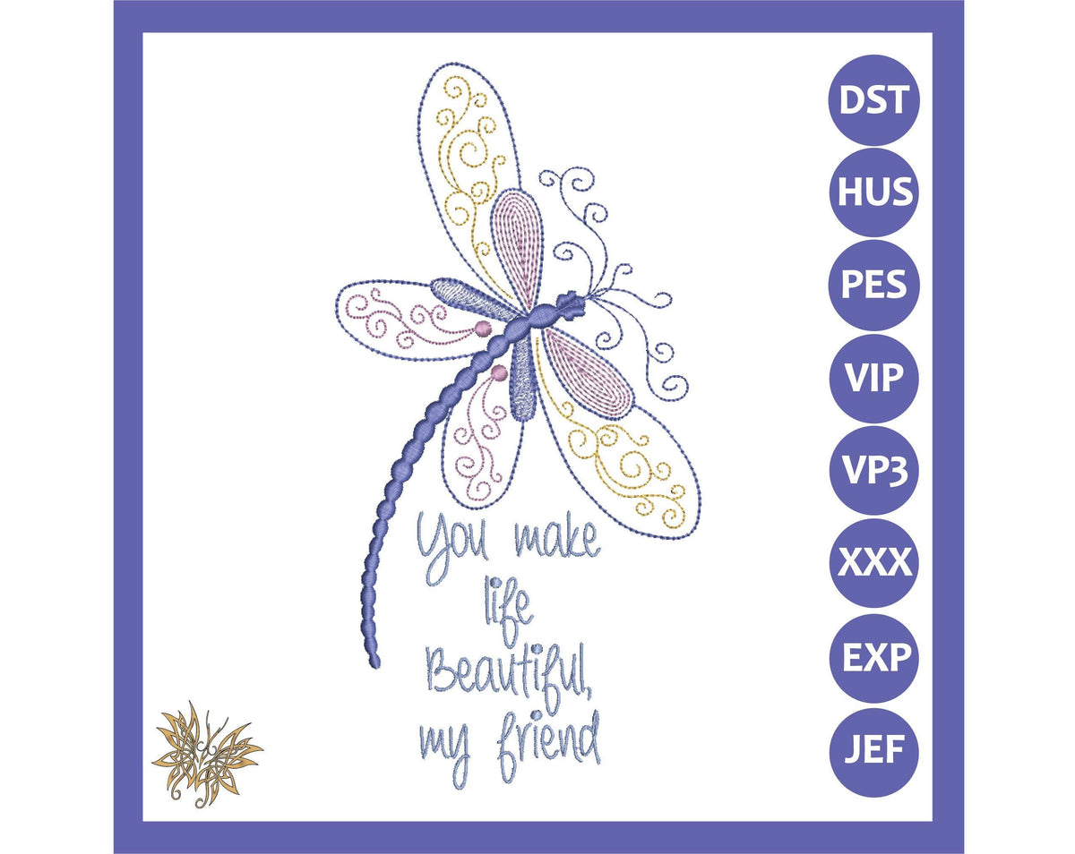 Dragonfly Machine Embroidery Design for Beautiful Friends, suitable for Mug Rugs, Mantel Pillow. Teen, Tween or Young Adult Reading Pillow