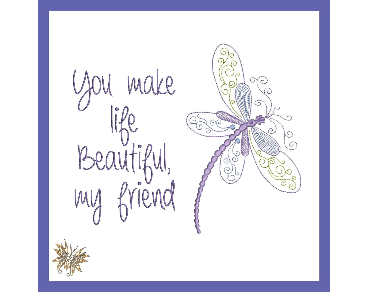 Dragonfly Machine Embroidery Design for Beautiful Friends, perfect for Mug Rugs, Mantel Pillow. Teen, Tween or Young Adult Reading Pillow