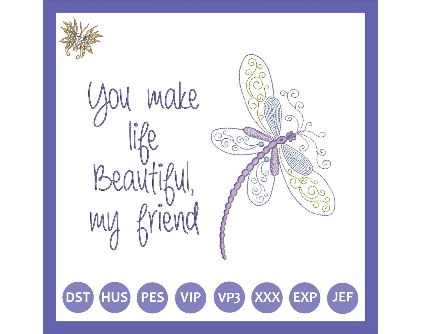 Dragonfly Machine Embroidery Design for Beautiful Friends, perfect for Mug Rugs, Mantel Pillow. Teen, Tween or Young Adult Reading Pillow