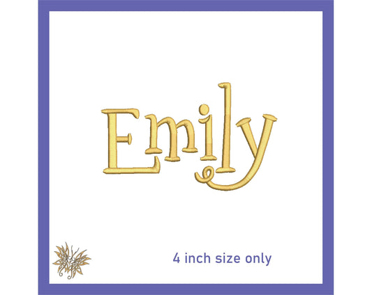 Emily, Name Embroidery Design, Word Art Embroidery Machine Designs Inspiration, Stylized Font Text, INSTANT DOWNLOAD, 4x4 hoop