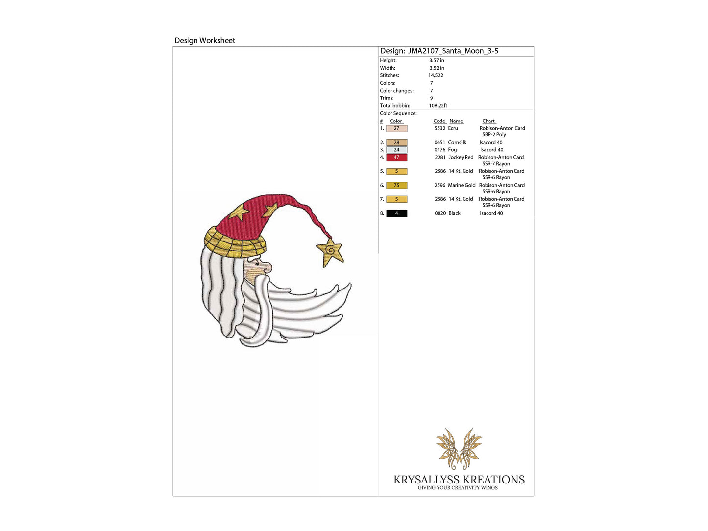 Santa Moon Machine Embroidery Design, Embroidered Prim Santa Design/Christmas Stocking Machine Embroidery/INSTANT DOWNLOAD
