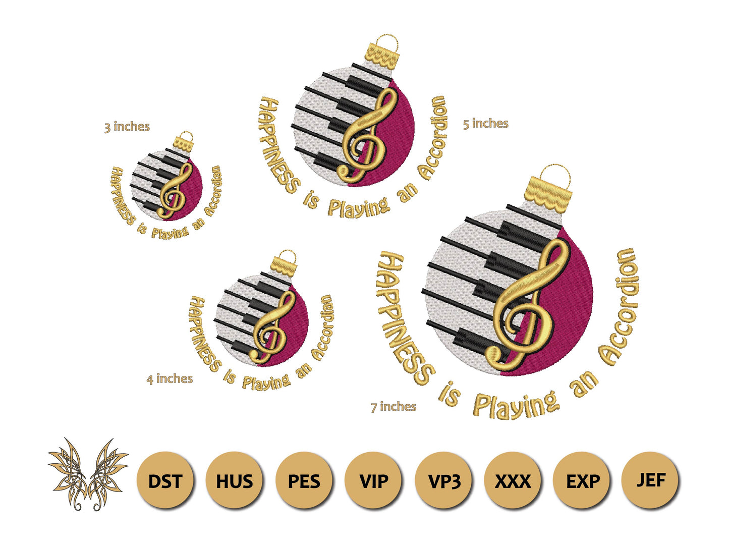 ornament design file available in 4 sizes: 3", 4", 5" and 7"