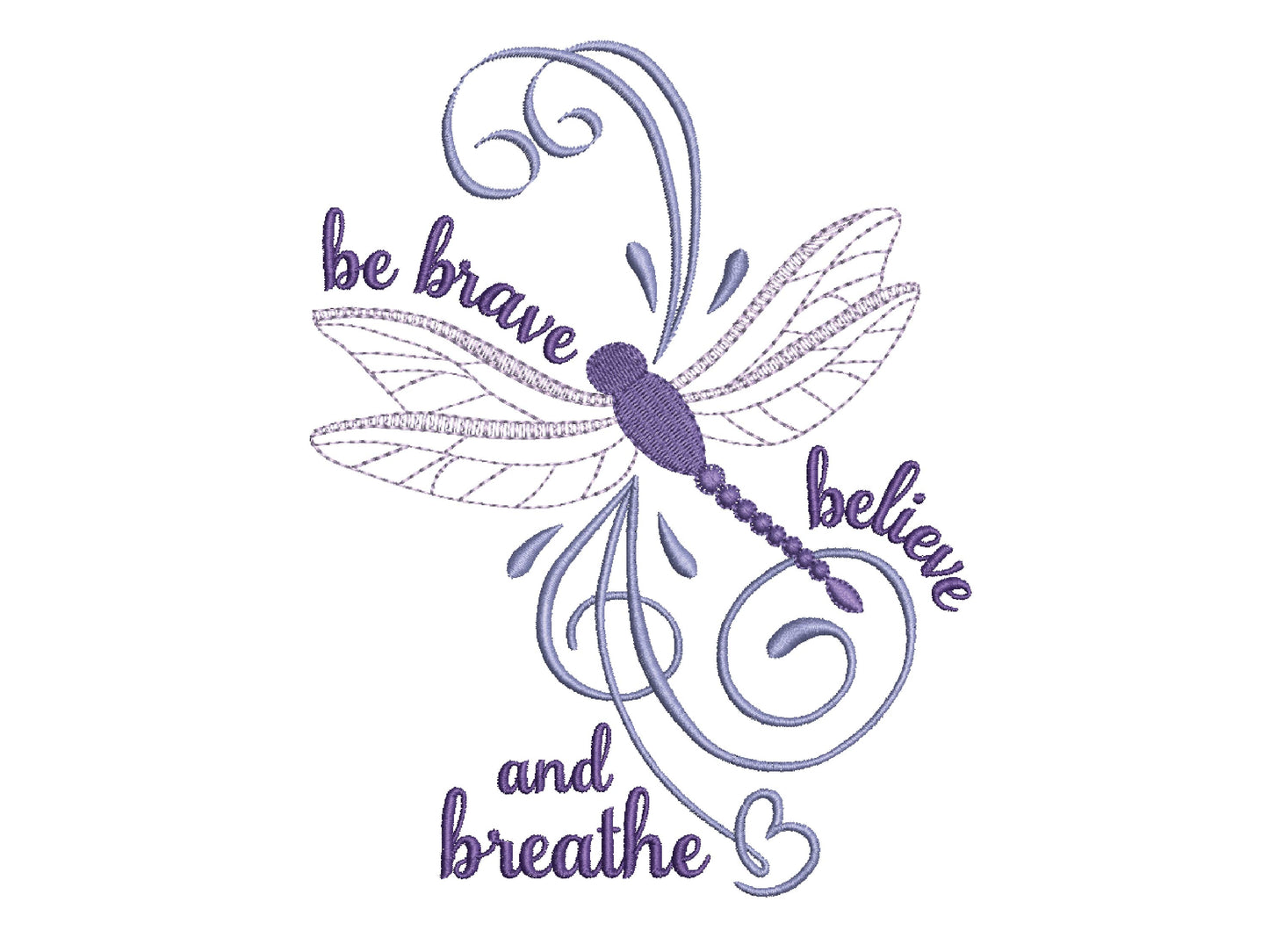 Dragonfly Machine Embroidery Design with Inpirational Saying suitable for Mug Rugs, Mantel or Young Adult Reading Pillow