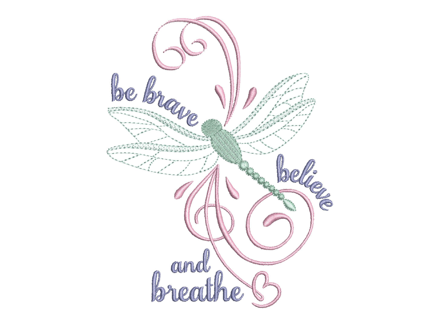 Dragonfly Machine Embroidery Design with Inpirational Saying suitable for Mug Rugs, Mantel or Young Adult Reading Pillow