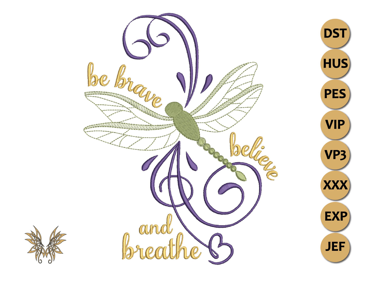 Dragonfly Machine Embroidery Design with Inpirational Saying suitable for Mug Rugs, Mantel or Young Adult Reading Pillow