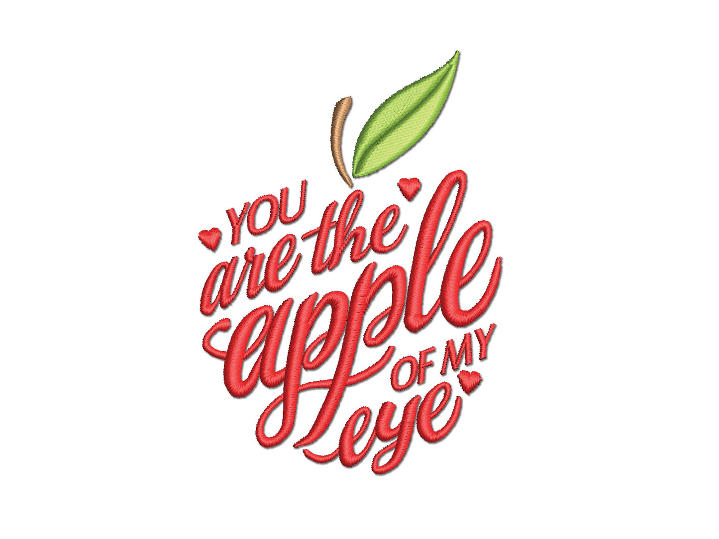 Apple Machine Embroidery Design with Inspirational Quote for the Apple of your Eye, Embroidered Student or Teacher Back to School Designs