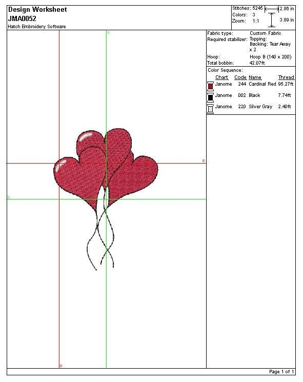 Heart Balloons Machine Embroidery, Instant Download
