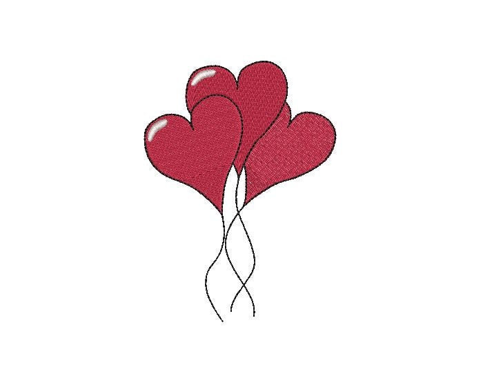 Heart Balloons Machine Embroidery, Instant Download