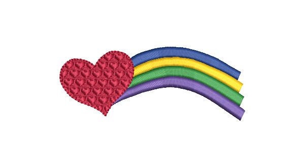 Shooting Heart Rainbow Machine Embroidery Design/Retro Jean Jacket Decoration/INSTANT DOWNLOAD