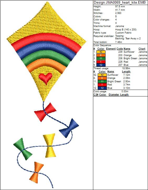 Heart Kite Machine Embroidery Design, Nursery Decor, Toddler Birthday Gift, INSTANT DOWNLOAD