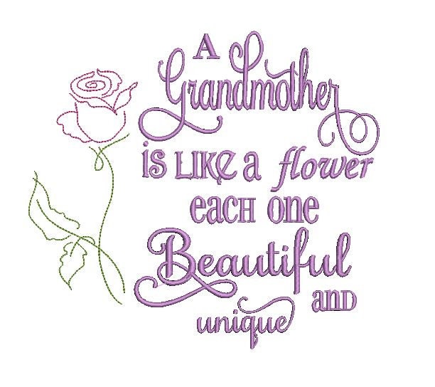 A Grandmother is Like a Flower Machine Embroidery Design, Reading Pillow Embroidery, Gift for Mother, INSTANT DOWNLOAD