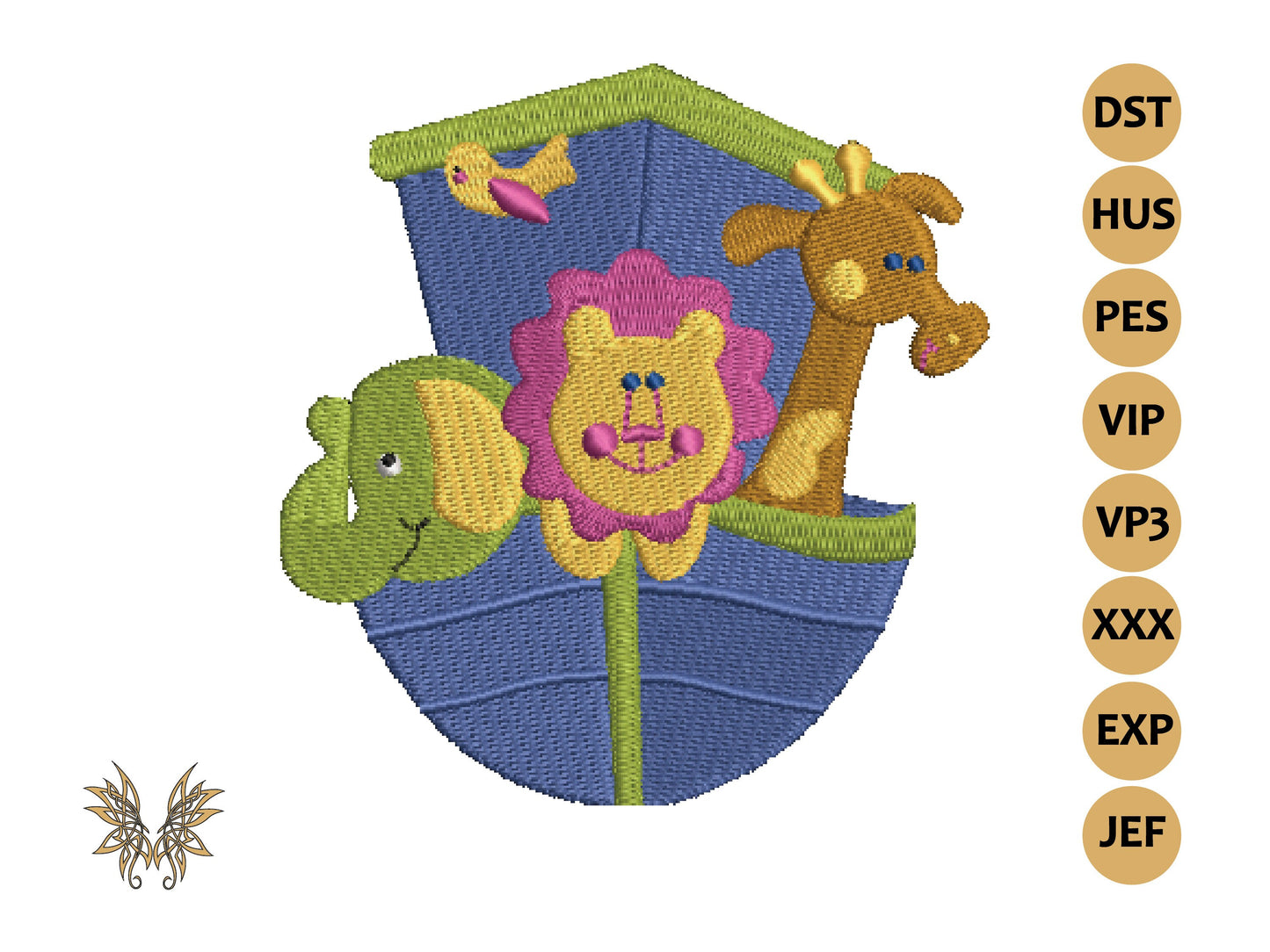 Noah's Ark Machine Embroidery Design for Baby Room Decor, Toddler Birthday Bunting Decoration, Baby Shower Gift, INSTANT DOWNLOAD