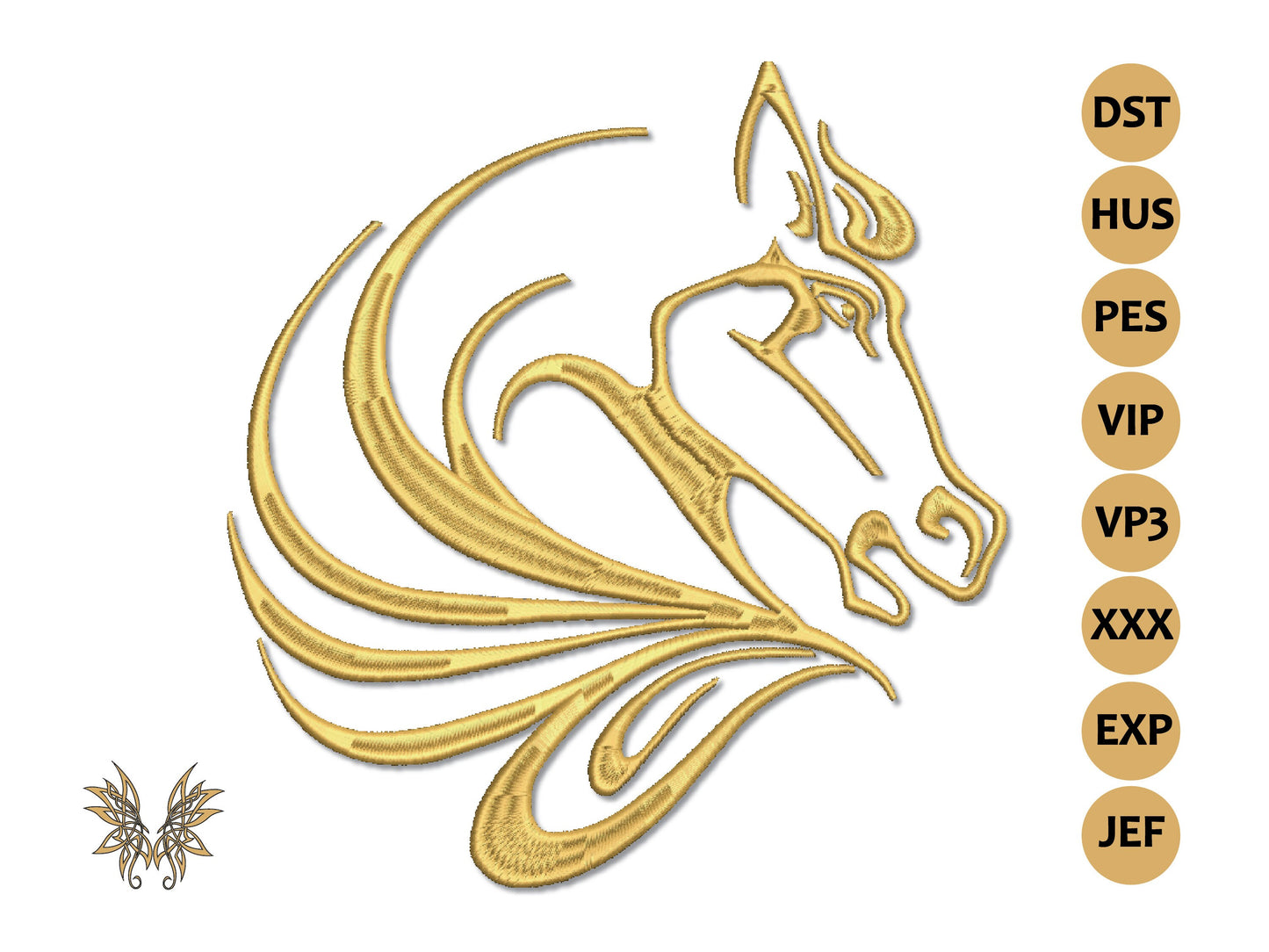 Horse Head Silhouette Machine Embroidery Design, Equestrian Art Embroidery Pattern , INSTANT DOWNLOAD